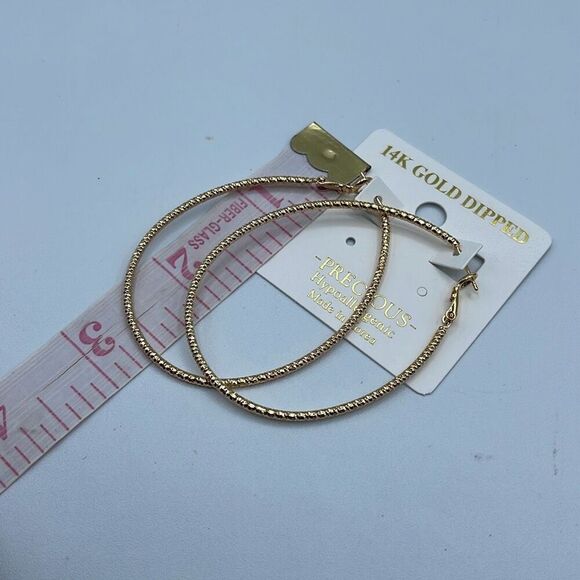 NWT Precious 14K gold dipped teardrop hoops - Picture 3 of 5